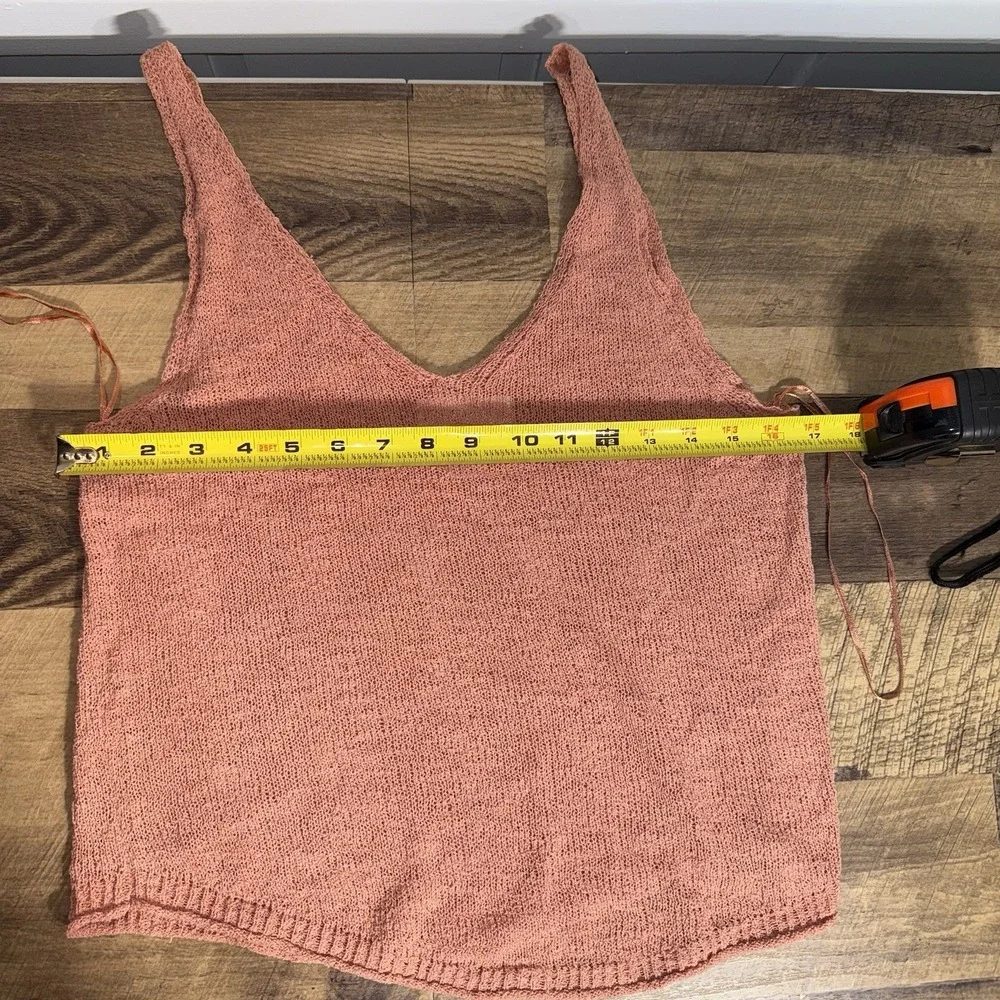 Knit Tank‎ Top From By Together Salmon Lightweight Textured Slouchy Small Boho